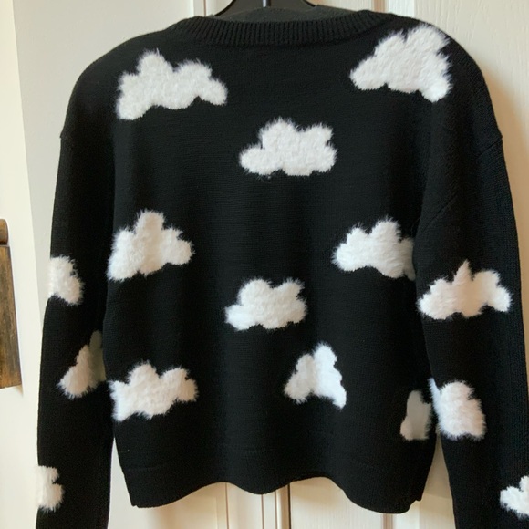 BEAUTIFUL BRAND NEW ALICE + OLIVIA GLEESON FUZZY CLOUD SWEATER IN BLACK & WHITE - Picture 12 of 16